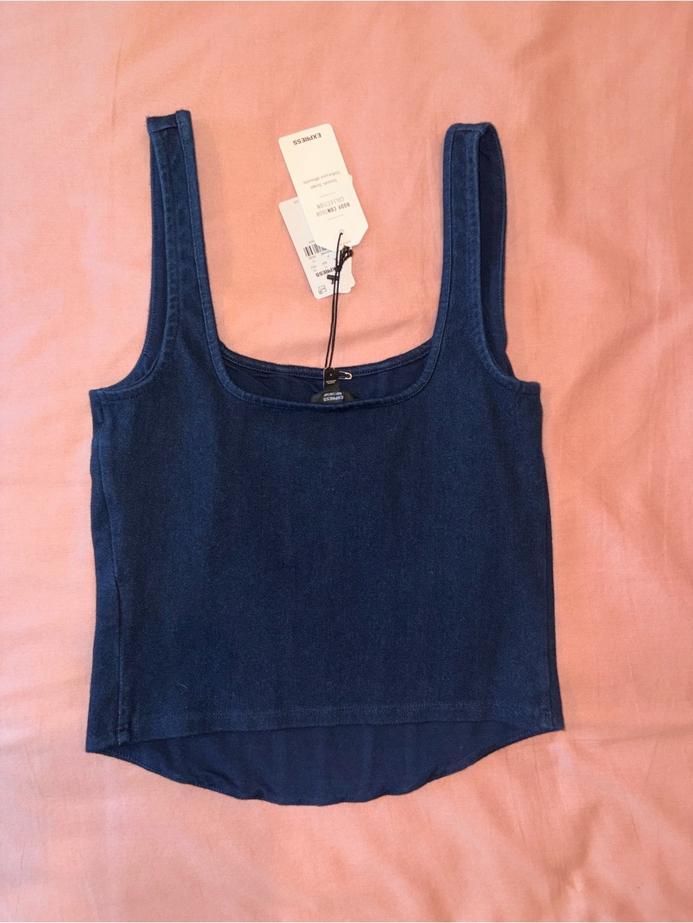Express Navy Structured Square-Neck Tank - Picture 4 of 6